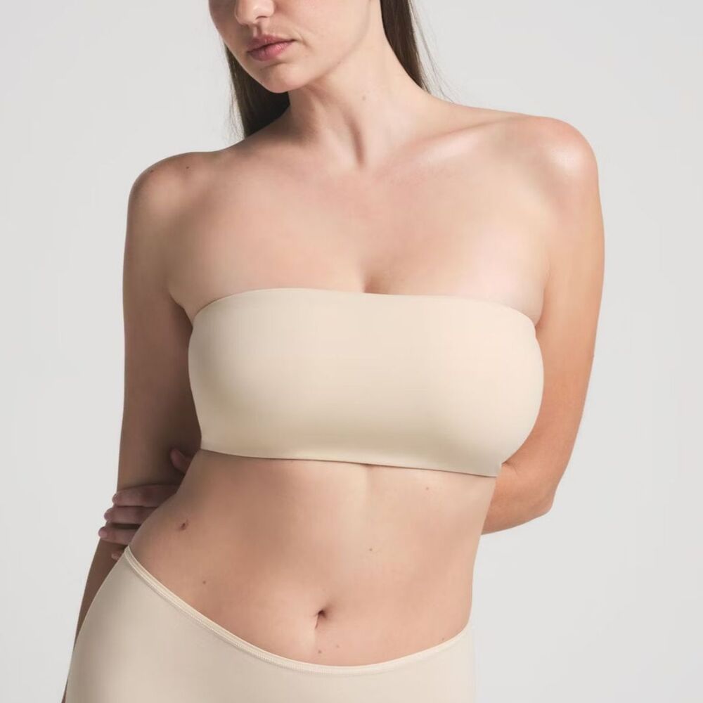 SKIMS Womens Fits Everybody Bandeau Top Large Sand Beige Nude Stretch Intimates‎